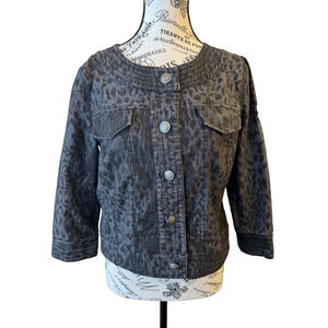 Darjoni Casual Jacket Women’s Small 3/4 Sleeves Gray Black Animal Print